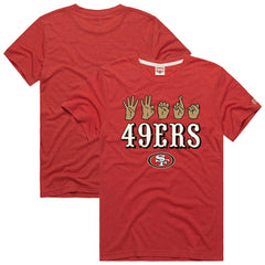 San Francisco 49ers Homage Unisex NFL ASL Collection by Love Sign Tri-Blend T-Shirt - Scarlet T-shirts
