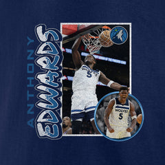 Anthony Edwards Minnesota Timberwolves '90s Player Graphic T-Shirt Navy