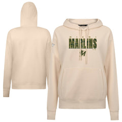 Miami Marlins Levelwear Women's Adorn Protect W Pullover Hoodie - Khaki Hoodies