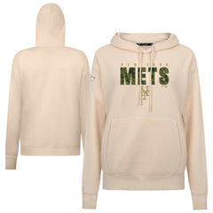 New York Mets Levelwear Women's Adorn Protect W Pullover Hoodie - Khaki Hoodies