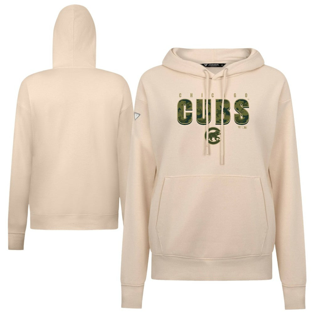 Chicago Cubs Levelwear Women's Adorn Protect W Pullover Hoodie - Khaki Hoodies