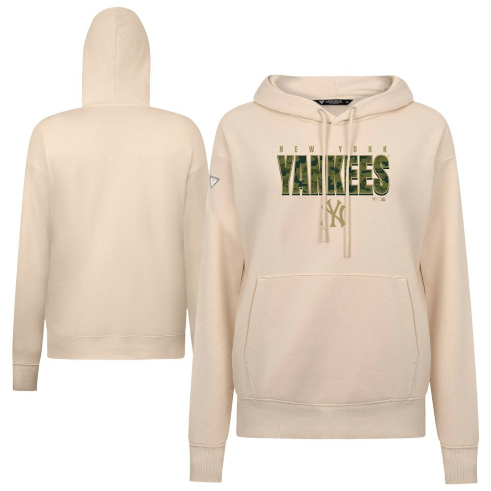 New York Yankees Levelwear Women's Adorn Protect W Pullover Hoodie - Khaki Hoodies