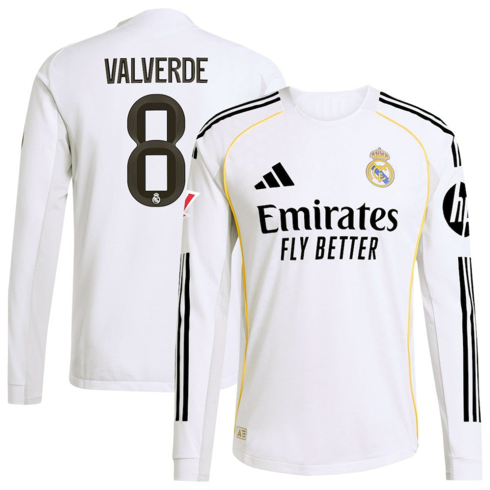 Federico Valverde Real Madrid 2025/26 Home Long Sleeve Jersey White - Adidas cheap