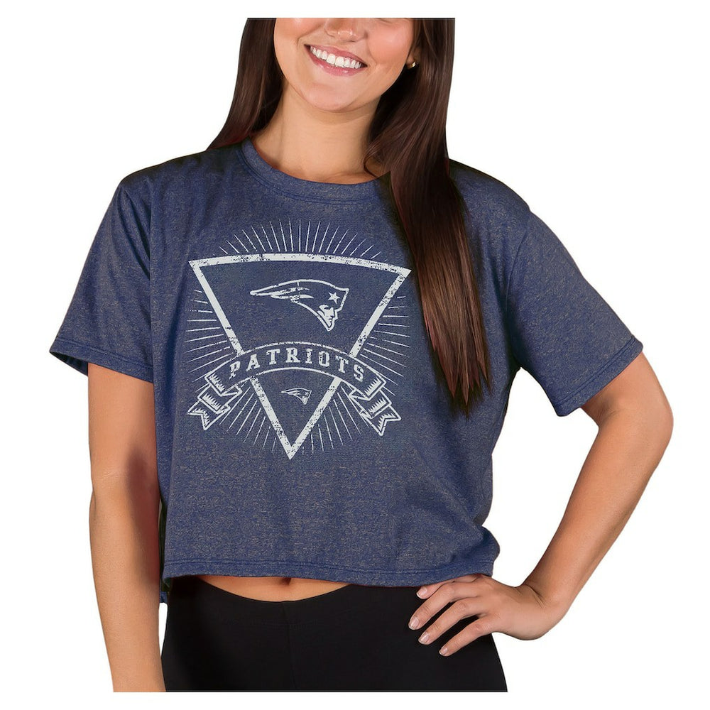 New England Patriots Concepts Sport Women's Quest Knit Crop Top - Navy Tops