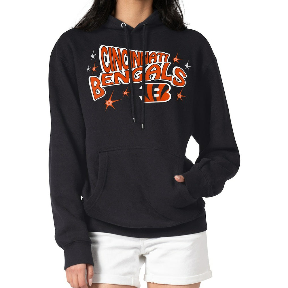 Cincinnati Bengals Starter Women's Fireworks Fleece Pullover Hoodie - Black Hoodies