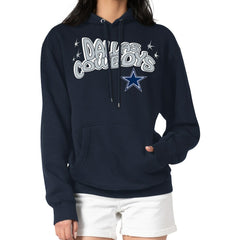 Dallas Cowboys Starter Women's Fireworks Fleece Pullover Hoodie - Navy Hoodies