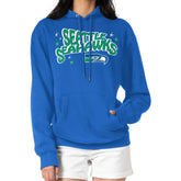 Seattle Seahawks Starter Women's Fireworks Fleece Pullover Hoodie - Royal Hoodies