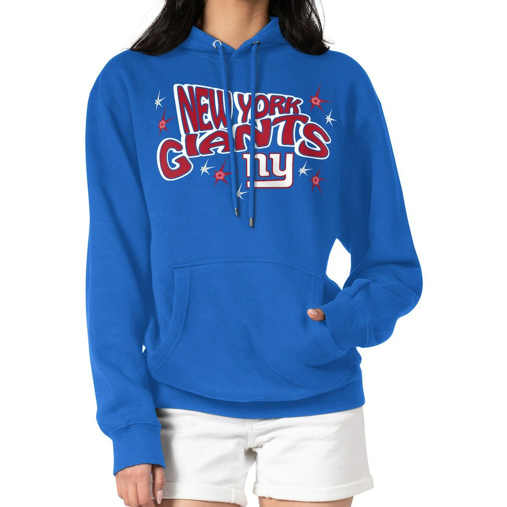 New York Giants Starter Women's Fireworks Fleece Pullover Hoodie - Royal Hoodies
