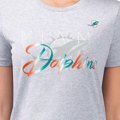 Miami Dolphins G-III 4Her by Carl Banks Women's Super-Slim Fit Lightweight Shadow Logo T-Shirt - Gray T-shirts
