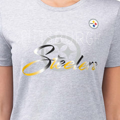 Pittsburgh Steelers G-III 4Her by Carl Banks Women's Super-Slim Fit Lightweight Shadow Logo T-Shirt - Gray T-shirts