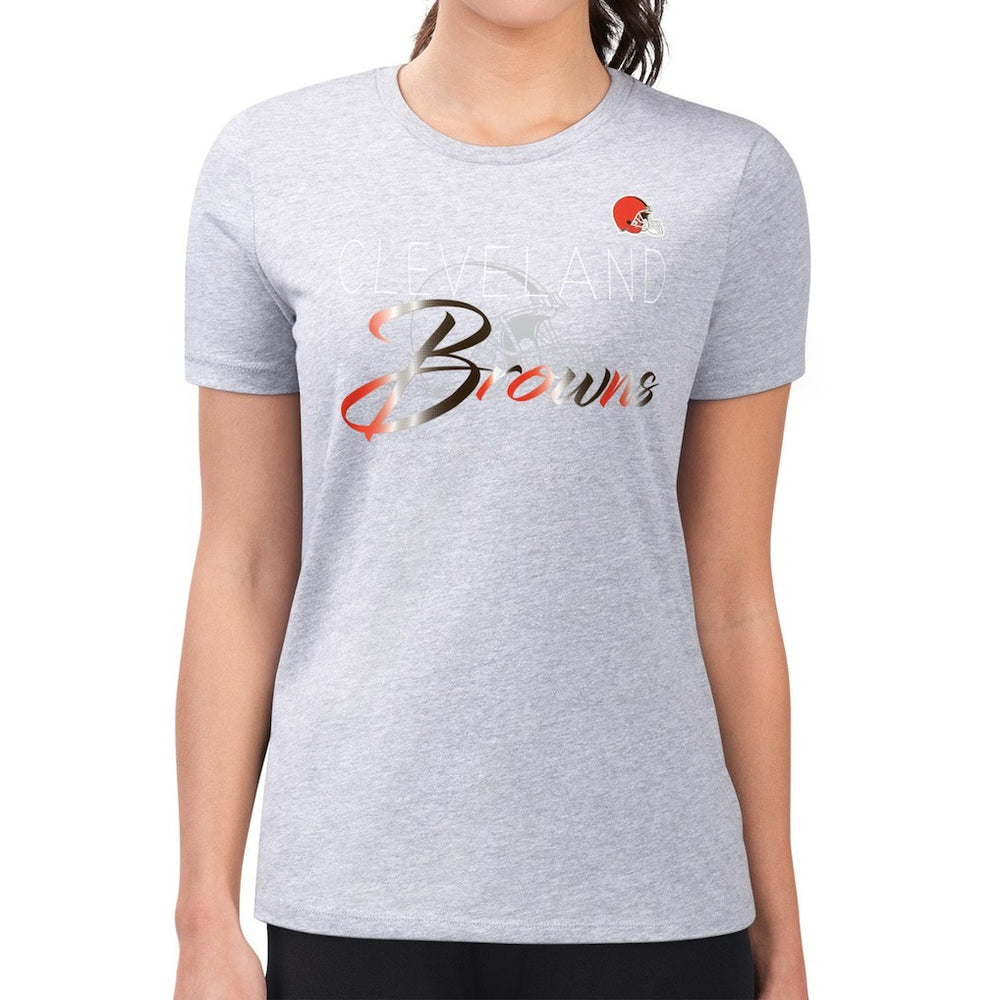 Cleveland Browns G-III 4Her by Carl Banks Women's Super-Slim Fit Lightweight Shadow Logo T-Shirt - Gray T-shirts