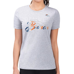 Denver Broncos G-III 4Her by Carl Banks Women's Super-Slim Fit Lightweight Shadow Logo T-Shirt - Gray T-shirts