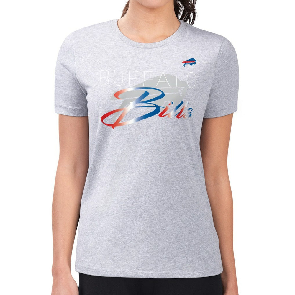 Buffalo Bills G-III 4Her by Carl Banks Women's Super-Slim Fit Lightweight Shadow Logo T-Shirt - Gray T-shirts
