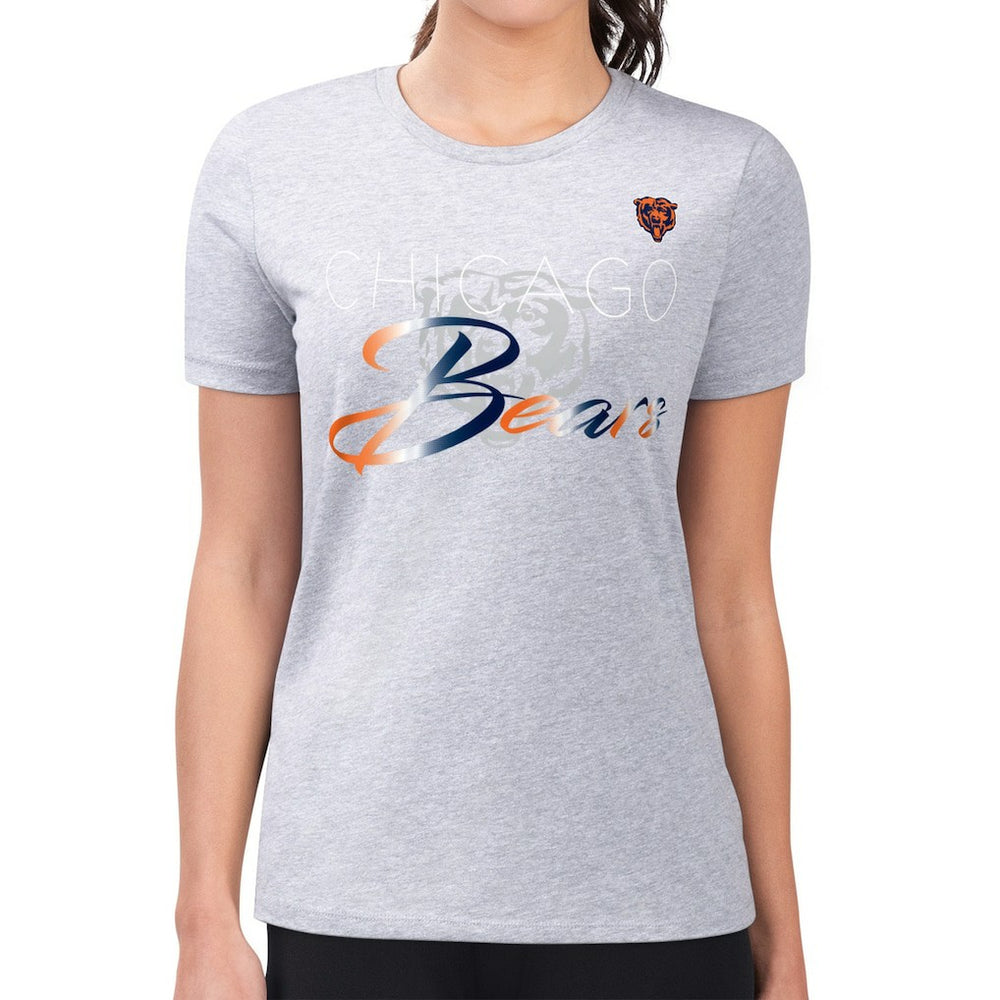 Chicago Bears G-III 4Her by Carl Banks Women's Super-Slim Fit Lightweight Shadow Logo T-Shirt - Gray T-shirts