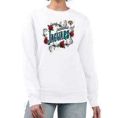 Jacksonville Jaguars G-III 4Her by Carl Banks Women's Roses Fleece Tri-Blend Pullover Sweatshirt - White Pullover