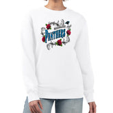 Carolina Panthers G-III 4Her by Carl Banks Women's Roses Fleece Tri-Blend Pullover Sweatshirt - White Pullover