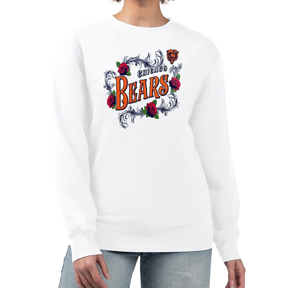 Chicago Bears G-III 4Her by Carl Banks Women's Roses Fleece Tri-Blend Pullover Sweatshirt - White Pullover