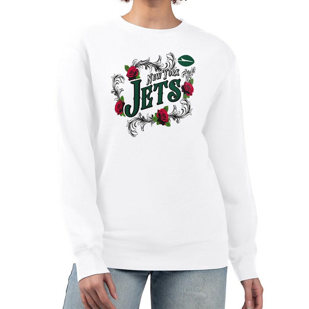 New York Jets G-III 4Her by Carl Banks Women's Roses Fleece Tri-Blend Pullover Sweatshirt - White Pullover