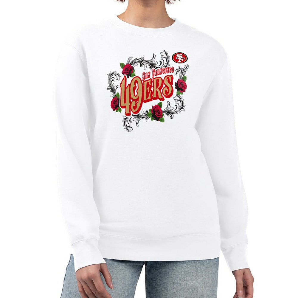 San Francisco 49ers G-III 4Her by Carl Banks Women's Roses Fleece Tri-Blend Pullover Sweatshirt - White Pullover