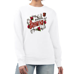 Cleveland Browns G-III 4Her by Carl Banks Women's Roses Fleece Tri-Blend Pullover Sweatshirt - White Pullover