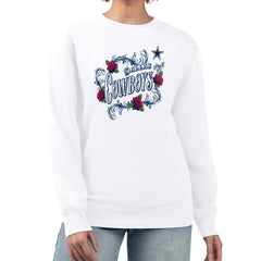 Dallas Cowboys G-III 4Her by Carl Banks Women's Roses Fleece Tri-Blend Pullover Sweatshirt - White Pullover