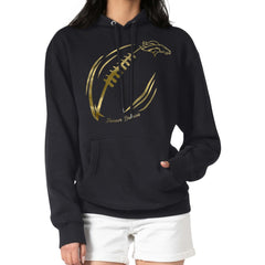 Denver Broncos G-III 4Her by Carl Banks Women's Metallic Print Football Sketch Fleece Pullover Hoodie - Black Hoodies