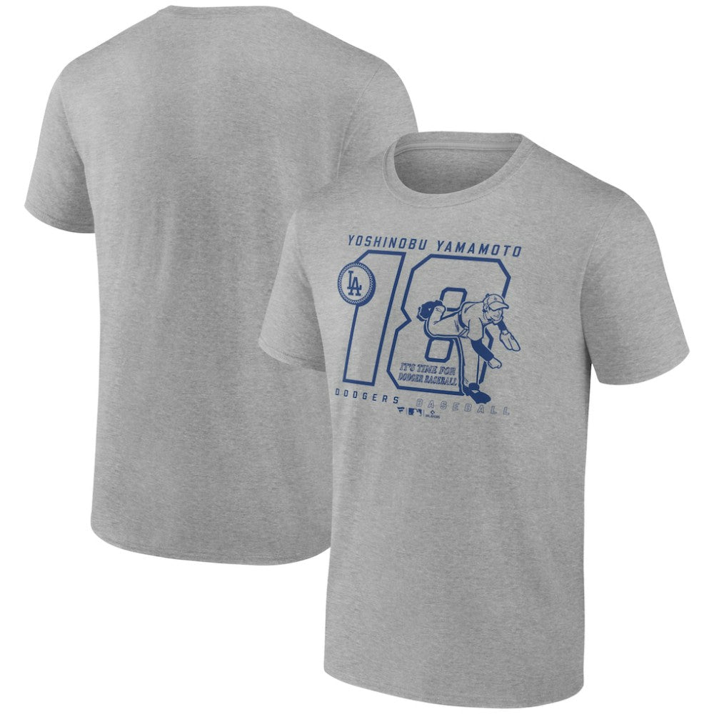 Yoshinobu Yamamoto Los Angeles Dodgers Player Graphic T-Shirt - Heather Gray T-shirts