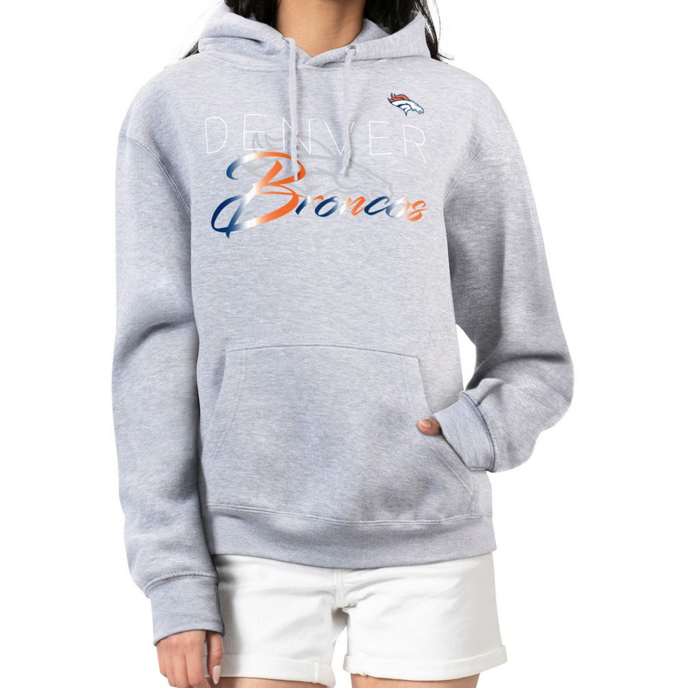 Denver Broncos G-III 4Her by Carl Banks Women's Shadow Logo Fleece Pullover Hoodie - Gray Hoodies