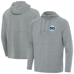 Seattle Seahawks Antigua 50th Season Spikes Raglan Quarter-Zip Hoodie - Heather Gray Hoodies