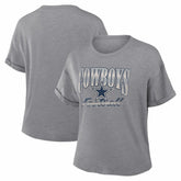 Dallas Cowboys Women's Overplayed Tribute Tri-Blend Boxy T-Shirt - Heather Gray T-shirts