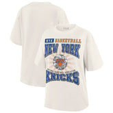 New York Knicks WEAR by Erin Andrews Women's Ball Boyfriend T-Shirt Cream outlet