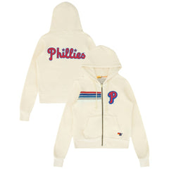 Philadelphia Phillies Aviator Nation x MLB Unisex Five-Stripe Tri-Blend Full-Zip Hoodie - Cream Hoodies