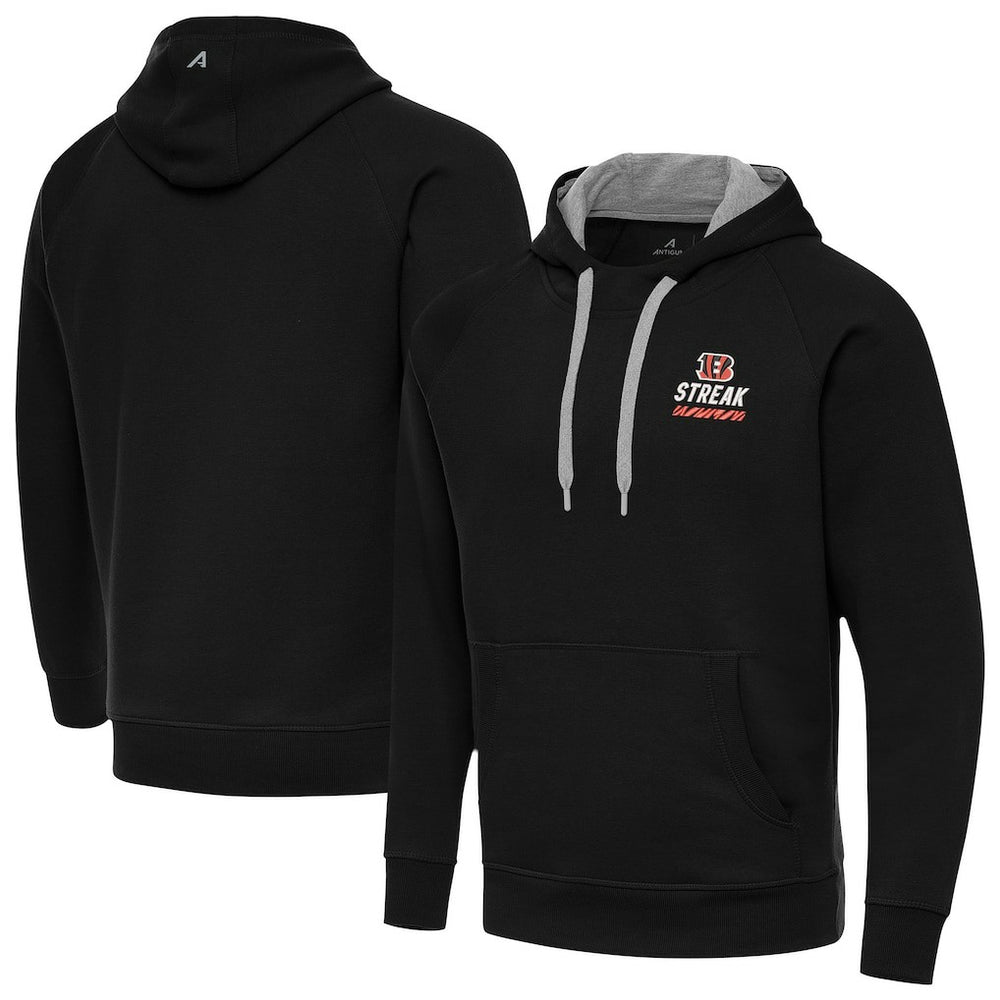 Cincinnati Bengals Antigua Streak Victory Pullover Hoodie - Black Hoodies