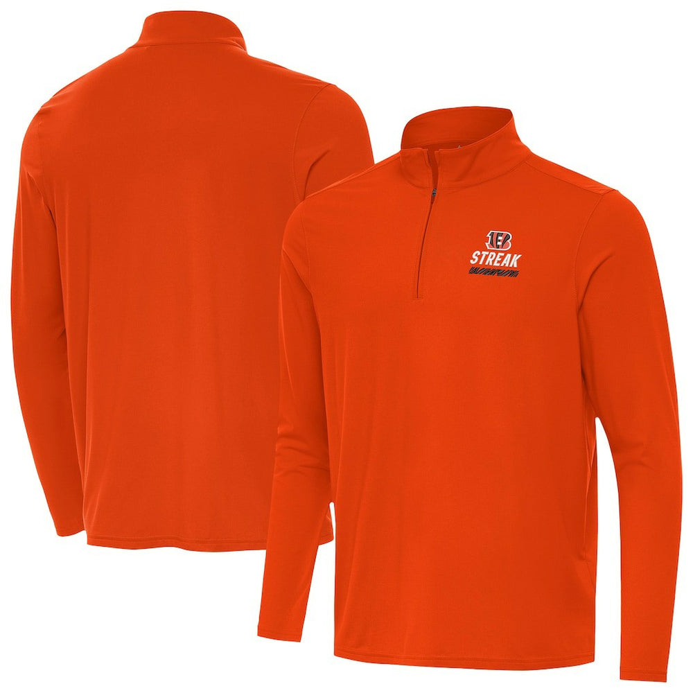 Cincinnati Bengals Antigua Streak Intent Quarter-Zip Sweatshirt - Orange Sweatshirts