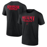 Miami Marlins Stranger Things Logo Lockup T-Shirt - Black T-shirts