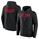 New York Mets Stranger Things Logo Lockup Pullover Hoodie - Black Hoodies