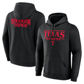 Texas Rangers Stranger Things Logo Lockup Pullover Hoodie - Black Hoodies