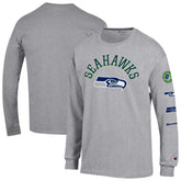Seattle Seahawks Champion Seal Long Sleeve T-Shirt - Heather Gray T-shirts