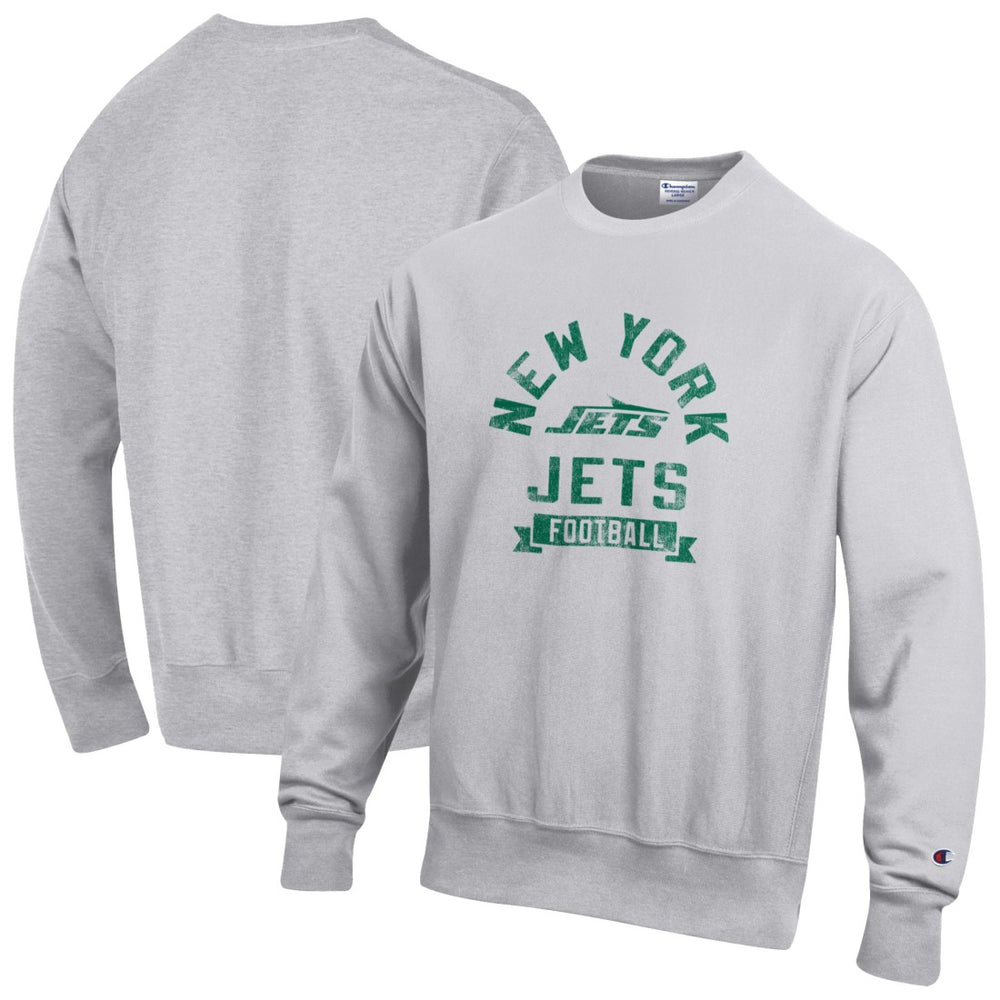 New York Jets Champion Reverse Weave Fleece Pullover Sweatshirt - Heather Gray Pullover