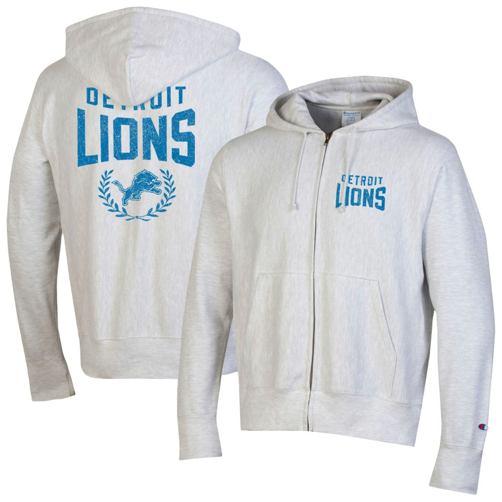 Detroit Lions Champion Reverse Weave Full-Zip Hoodie - Heather Gray Hoodies