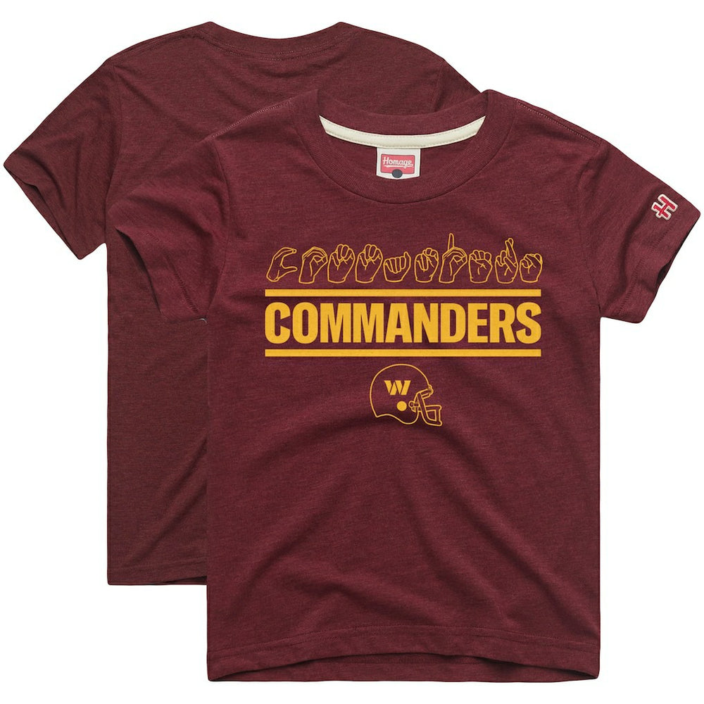 Washington Commanders Homage Youth Love Sign x ASL 2.0 Tri-Blend T-Shirt - Burgundy T-shirts