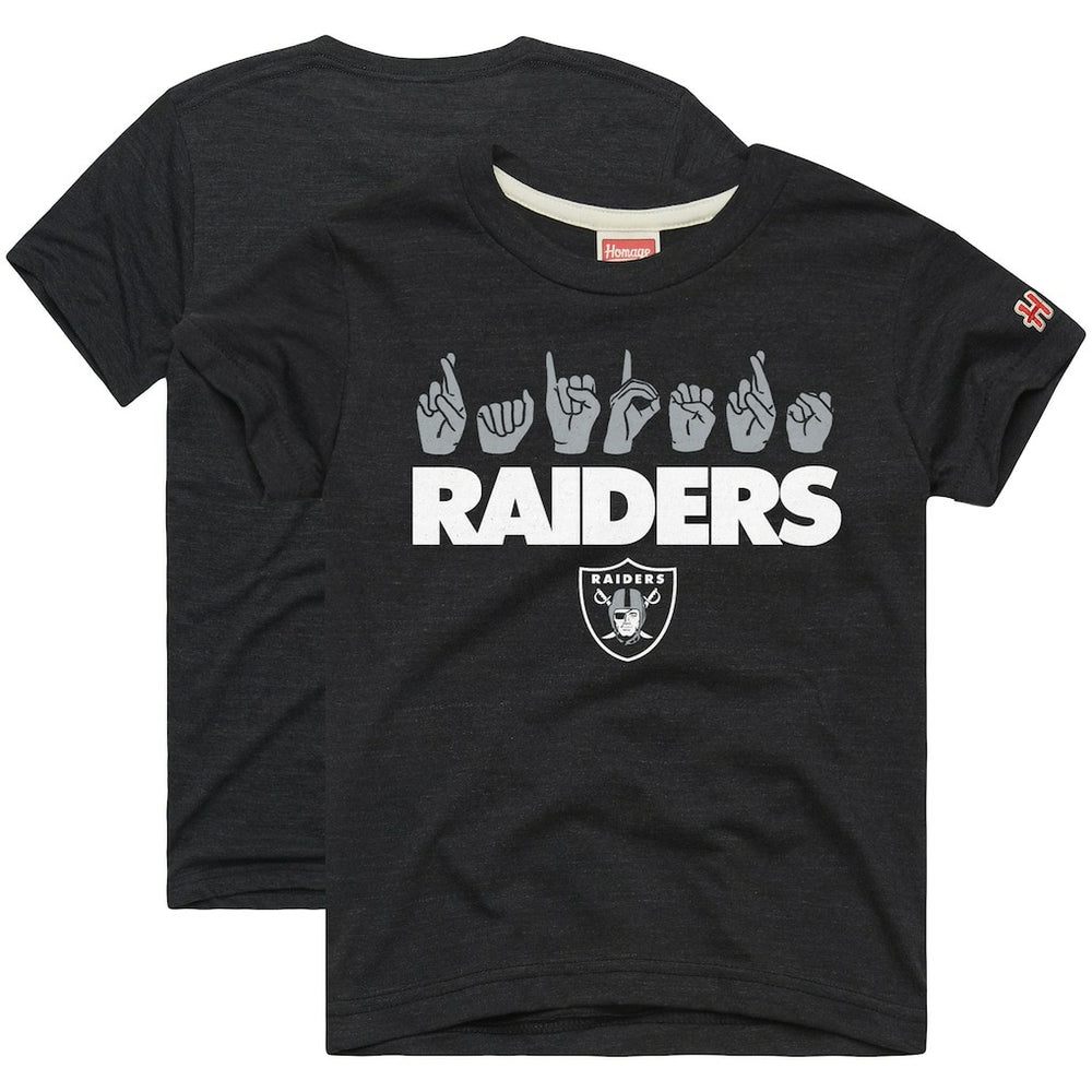 Las Vegas Raiders Homage Youth Love Sign x ASL 2.0 Tri-Blend T-Shirt - Charcoal T-shirts