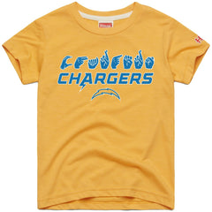 Los Angeles Chargers Homage Youth Love Sign x ASL 2.0 Tri-Blend T-Shirt - Gold T-shirts