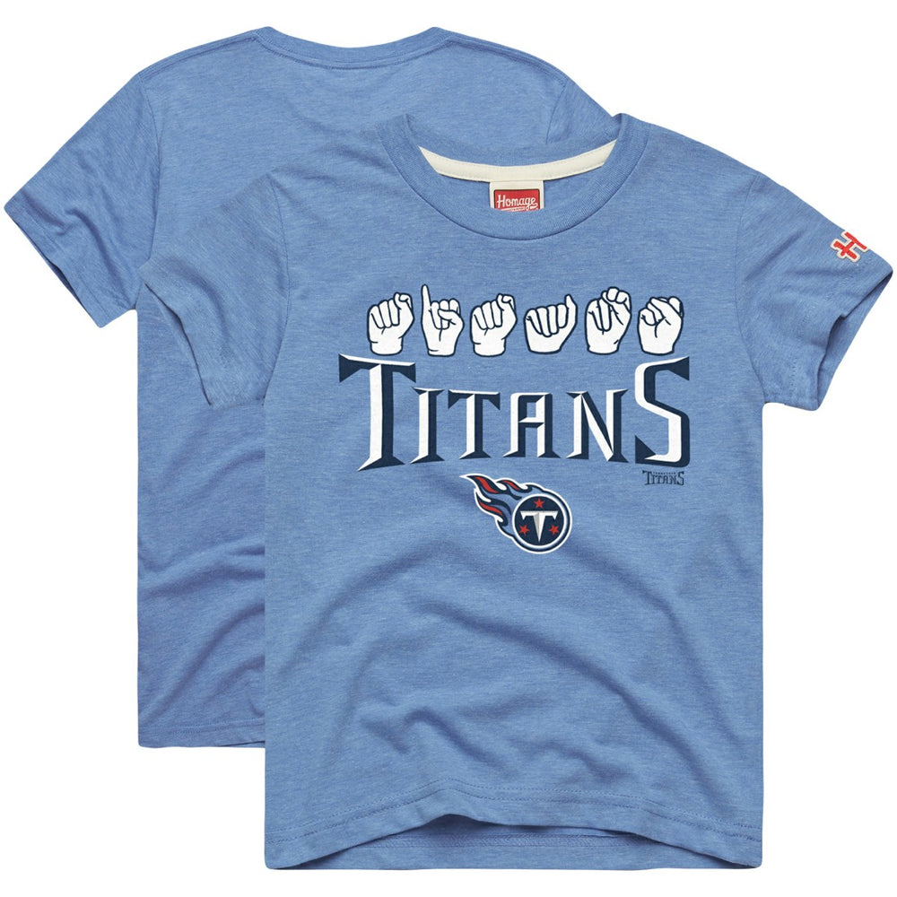 Tennessee Titans Homage Youth Love Sign x ASL 2.0 Tri-Blend T-Shirt - Light Blue T-shirts