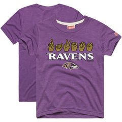 Baltimore Ravens Homage Youth Love Sign x ASL 2.0 Tri-Blend T-Shirt - Purple T-shirts