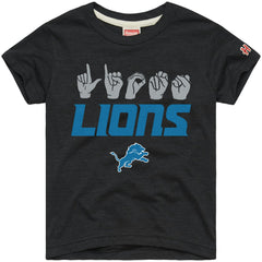 Detroit Lions Homage Youth Love Sign x ASL 2.0 Tri-Blend T-Shirt - Charcoal T-shirts