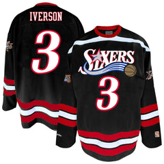 Allen Iverson Philadelphia 76ers Big & Tall NBA Hockey Jersey Black - Mitchell & Ness