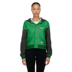 Philadelphia Eagles New Era Women's Throwback Full-Snap Hooded Jacket - Kelly Green Jackets