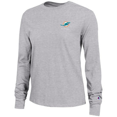 Miami Dolphins Champion Women's Core Long-Sleeve T-Shirt - Heather Gray T-shirts