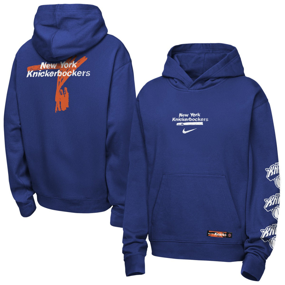 New York Knicks Youth Courtside Club Premiere Hoodie Blue - Nike